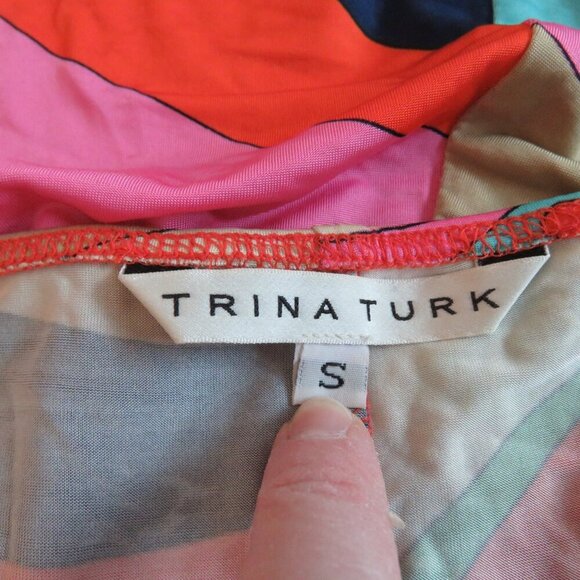 TRINA TURK Multicolor Retro Stretch Swim Cover Up Tie Skirt Vacation Resort Sz S - Picture 14 of 15